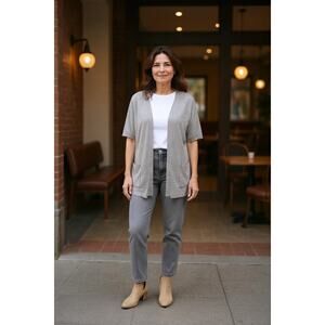 Women’s Cashmere Short Sleeve Cardigan M Gray